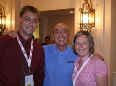 With Dave Parsons (l) and ESPN’s Dick Vitale during the 2008 CoSIDA Convention.